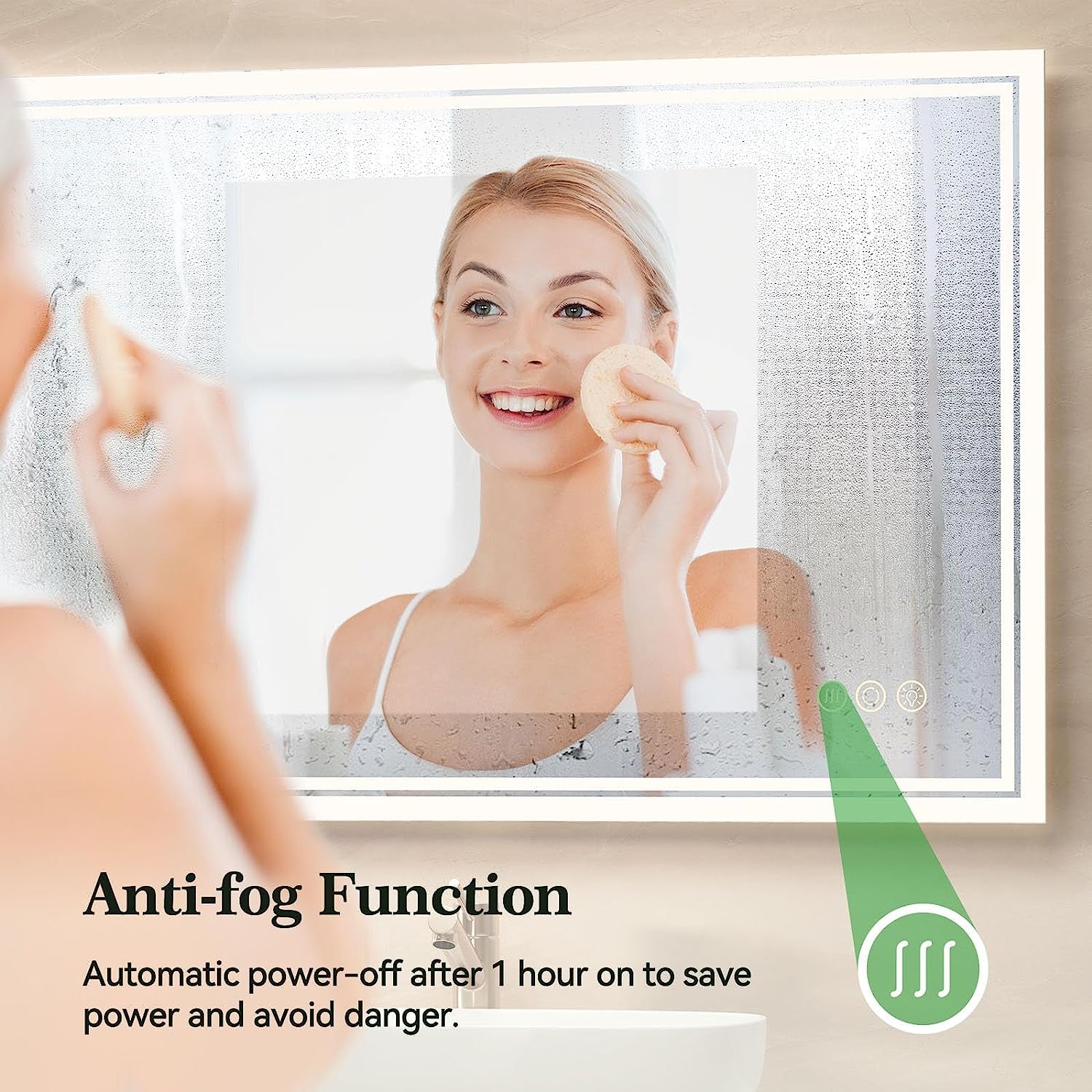 ANTEN 32" X 24" LED Mirror for Bathroom, Backlit Lighted Mirrors for Bathroom Wall, anti Fog Led Vanity Mirror, 3000-6000K, Stepless Dimmable, IP54, Shatterproof Makeup Mirror