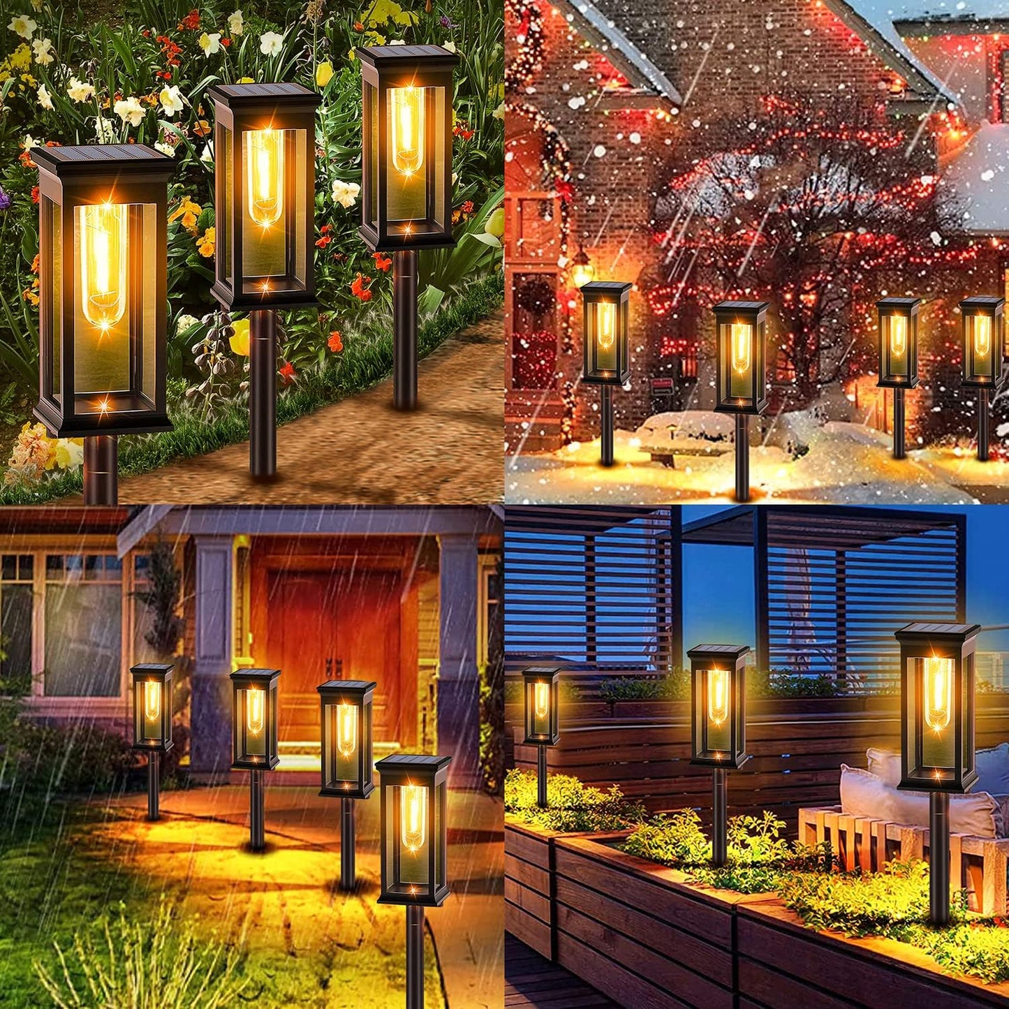 Solar Pathway Lights Outdoor,Solar Outdoor Lights Waterproof Landscape Lighting, Solar Garden Lights Outdoor Lighting for Backyard Lawn Garden,4 of Pack