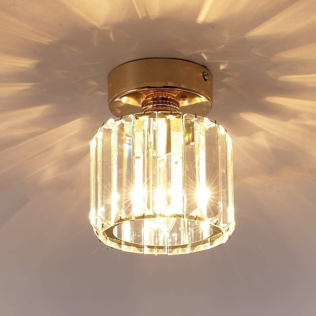 Modern Flush Mount K9 Crystal Glass Ceiling Lamp Creativity Downlight Ceiling Light Gold Chrome Chandelier for Bedroom Living Room Kitchen Hallway Balcony Stairwell Chandelier