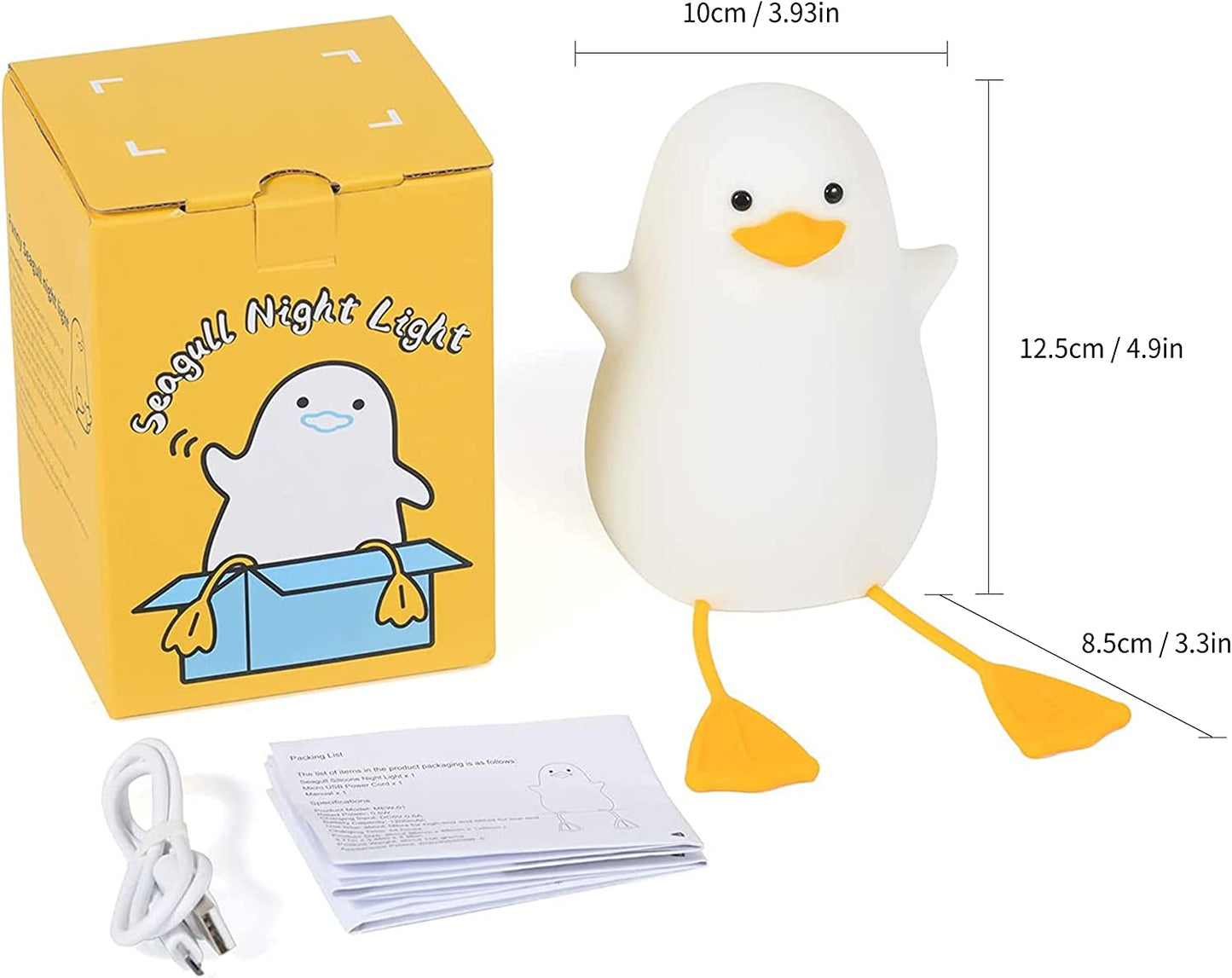 Cute Night Light for Kids, Toddler, Duck Silicone Nursery Baby Nightlight, Kawaii Birthday Gifts for Room Decorations, Teen Girls Boys Child - Portable Squishy Battery Operated