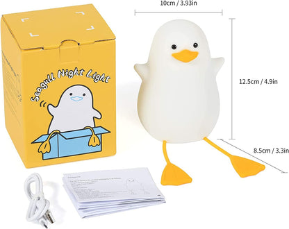 Cute Night Light for Kids, Toddler, Duck Silicone Nursery Baby Nightlight, Kawaii Birthday Gifts for Room Decorations, Teen Girls Boys Child - Portable Squishy Battery Operated