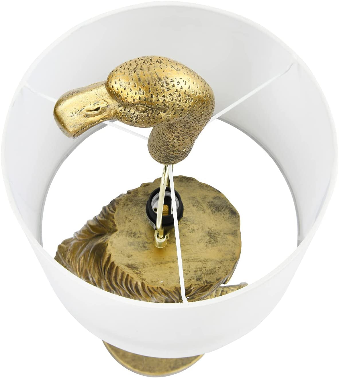 Resin Flamingo Table Lamp with Linen Shade, Gold Finish