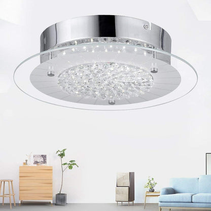 Horisun LED Ceiling Light Fixture, 11In Flush Mount Light Fixture, 1320 Lumens 4000K, CRI 80, Minimalist Crystal Chandelier for Kitchen, Hallway, Bedroom, Stairways