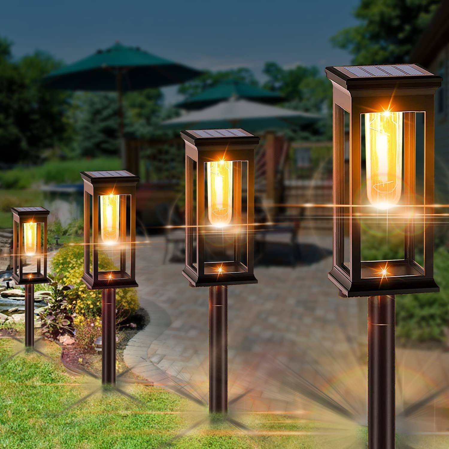 Solar Pathway Lights Outdoor,Solar Outdoor Lights Waterproof Landscape Lighting, Solar Garden Lights Outdoor Lighting for Backyard Lawn Garden,4 of Pack