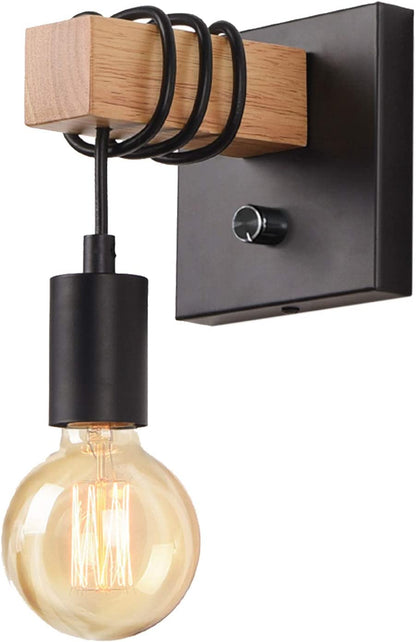 Black Wall Sconces Dimmable, Edison Wall Light with On/Off Dimmer Switch, 1-Light Industrial Farmhouse Wall Lamp for Barn Kitchen, Living Room, LG9928784