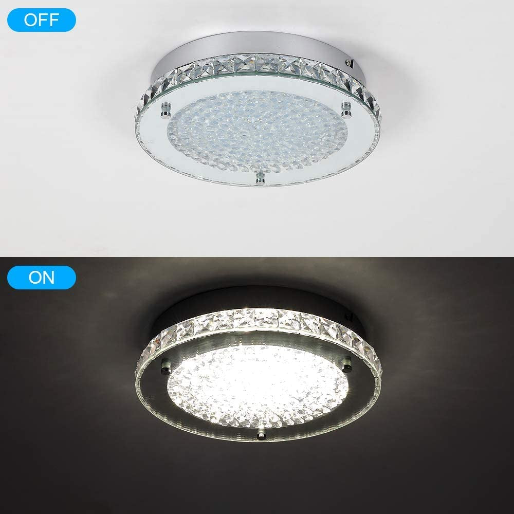 Crystal Chandeliers LED Ceiling Light Fixture Flush Mount Minimalist Kitchen Lights Ceiling 4000K Super Bright 1980LM Glass Shape Modern Chandelier for Kitchen Bedroom Hallway Bathroom