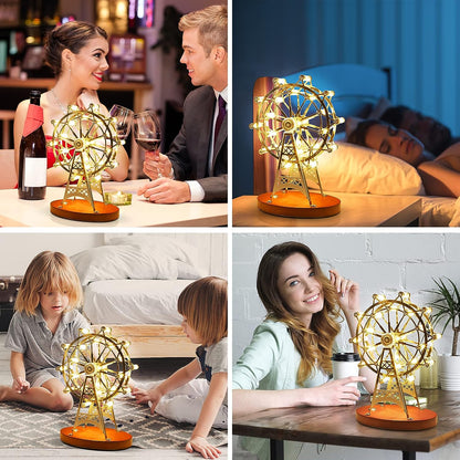 Unique Modern Small Desk Lamp, 8W Ferris Wheel Creative Bedside Lamps for Living Room, Rotatable Romantic Handmade Led Touch Control Table Lamp, Decorative Lamp, Nightstand Lamp, Christmas Lamp