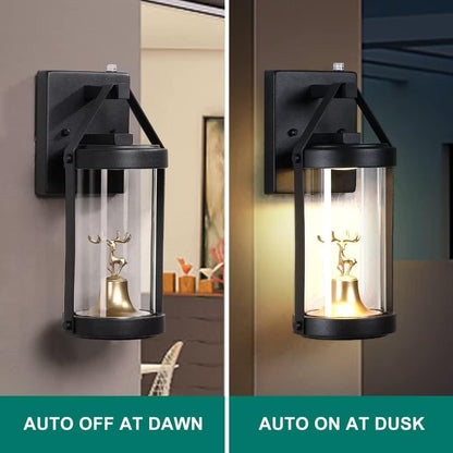 Dusk to Dawn Outdoor Led Wall Sconce Photocell Sensor Exterior Lighting Fixture Waterproof Wall Mounted Lantern Anti-Rust outside Porch Lamp for House Garage Patio Entryway