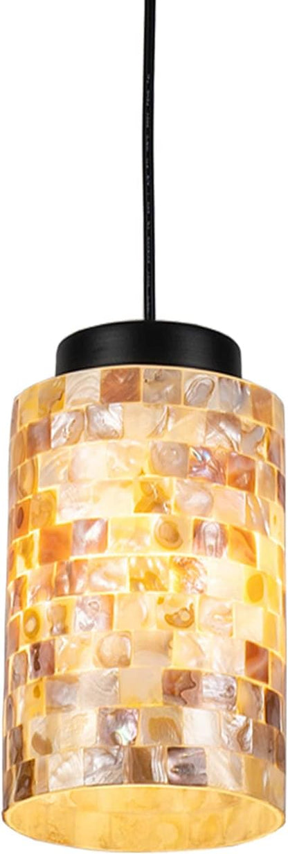 Coast Mini Pendant Light with Hand Crafted Mosaic Sea Shell Glass Modern Oval Pendant Lighting for Kitchen Island Sink Dining Room Bedroom Bar