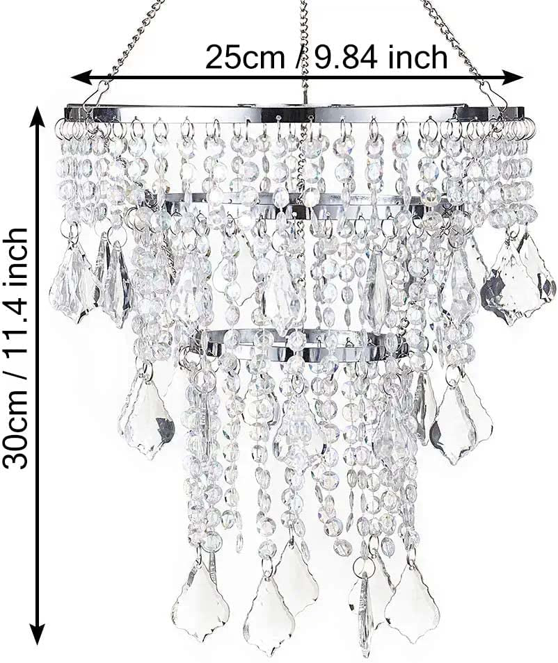 Acrylic Chandelier Lampshade Mini Crystal Beaded Fixture Pendant Ceiling Light Shade for Wedding Bedroom Hallway Bathroom H11.4''X D9.84''