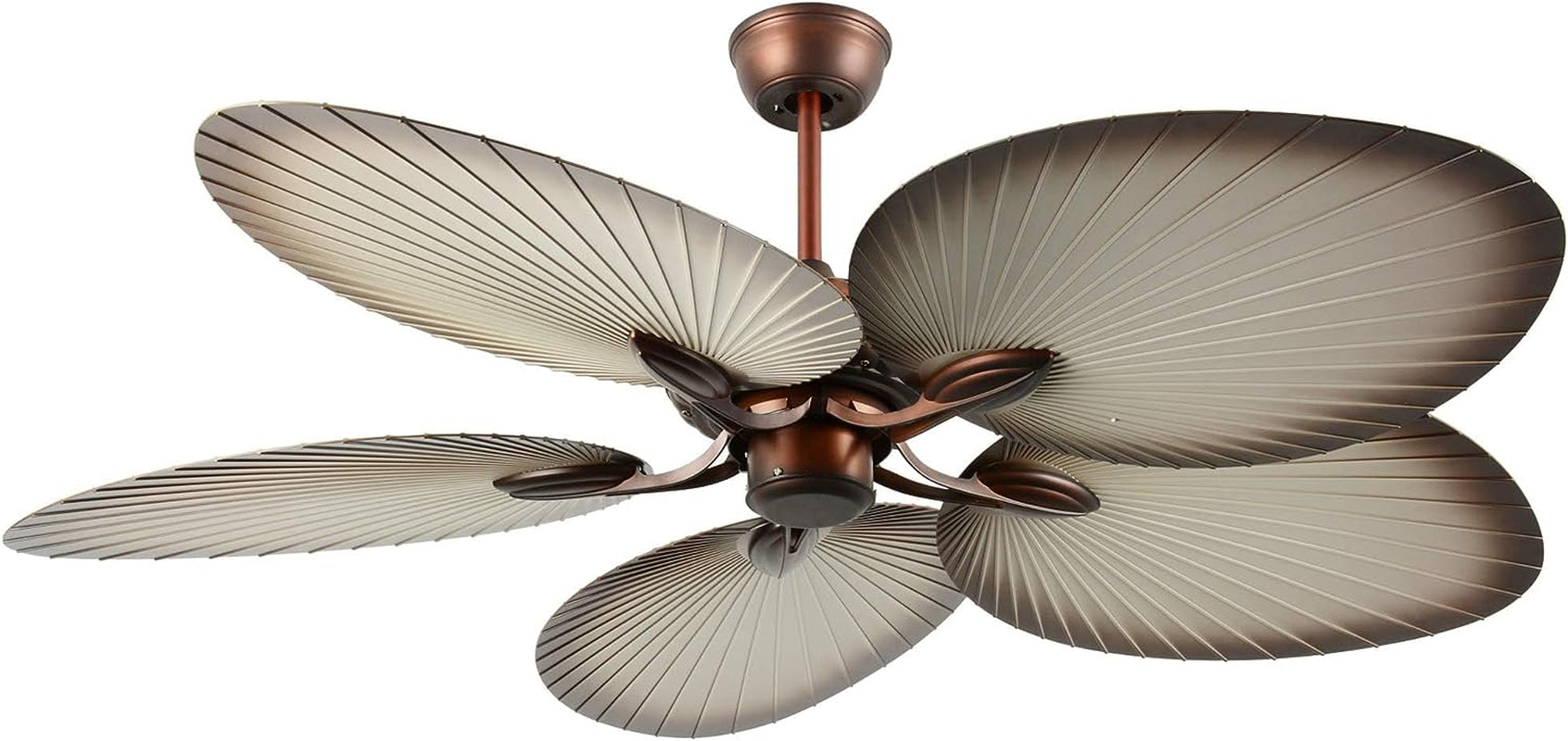 Whmetal Cover 52 Inch Tropical Ceiling Fan with Remote Control, 5 ABS Damp Rated Palm Blades for Indoor, Outdoor(Brown)