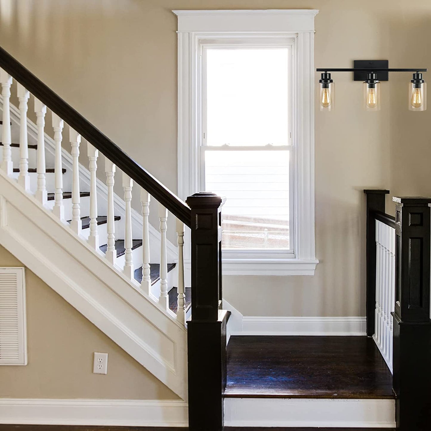 Bathroom Vanity Light Fixture 3-Light Black Wall Sconce Indoor Farmhouse Wall Light for Cabinet over Mirror Hallway