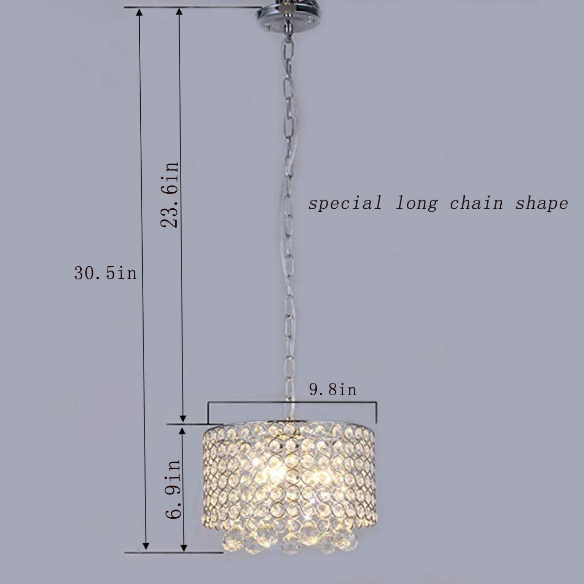 Modern Crystal Chandelier 3-Light Flush Mount Ceiling Light Fixture 9.8Inches Diameter for Hallway, Dining Room, Bedroom, Living Room, Kitchen