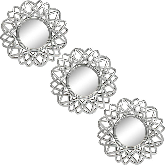 Kelly Miller Silver Mirrors for Wall Decor | Set of 3 Room & Home Decors | Small round Wall Mirror Decorations for Bedroom Bathroom & Living Room (M005)
