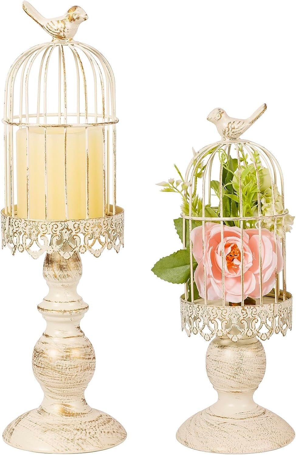 Pack of 2-Piece Birdcage Candle Holder, Vintage Candle Stick Holders, Wedding Candle Centerpieces for Tables, Iron Candlestick Holder Home Decor