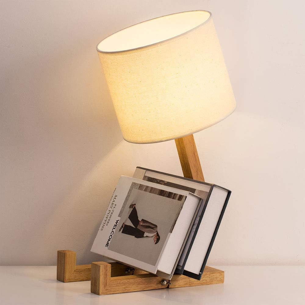 Cute Desk Lamp - Creative Table Lamp with Wood Base Changeable Shape Desk Lamp for Bedroom, Study, Office, Kids Room