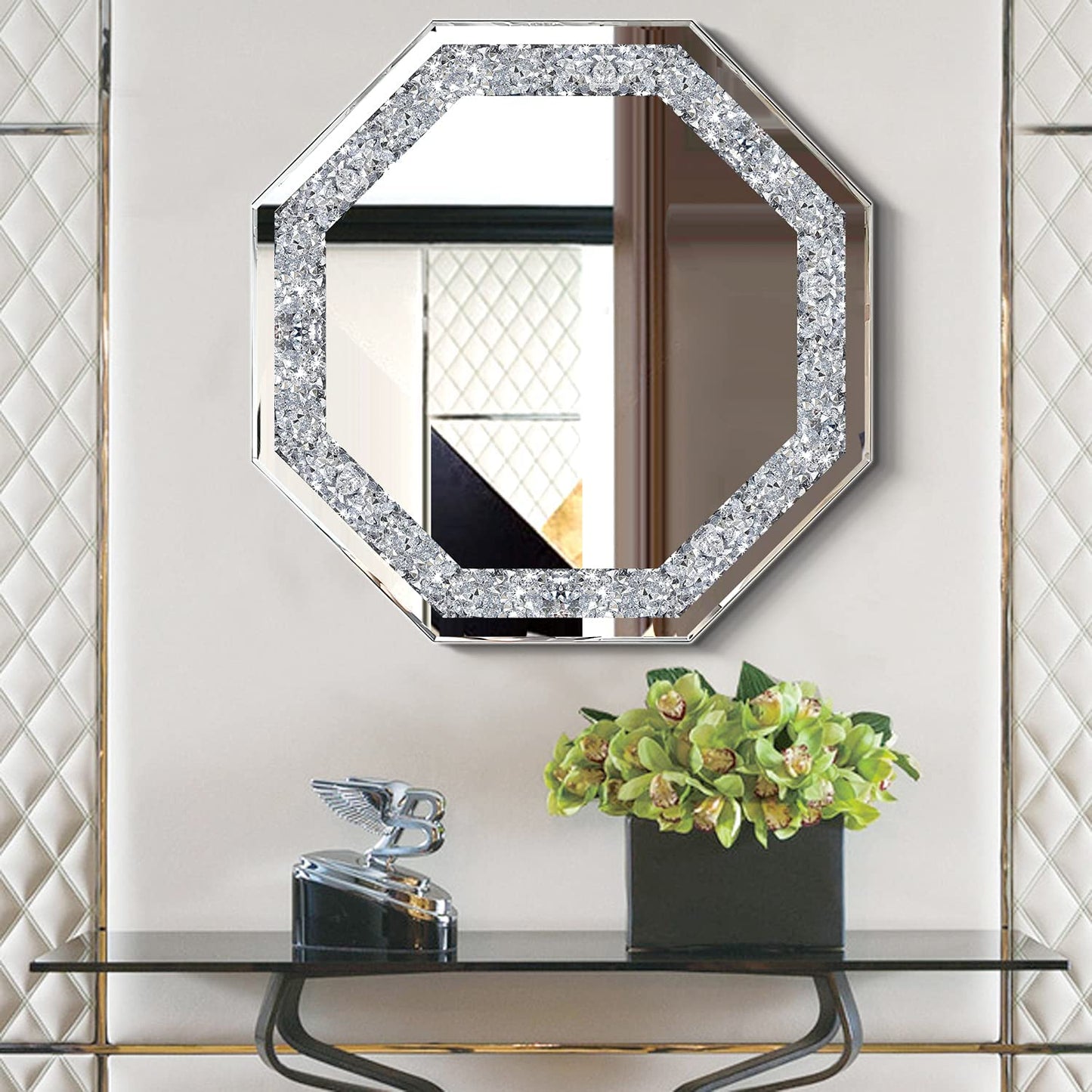 Wall Mirror.Crushed Diamond Glass Mirror. Refined Special-Shaped Decorative Mirror for Bathroom,Living Room,Bedroom.(20"X20")