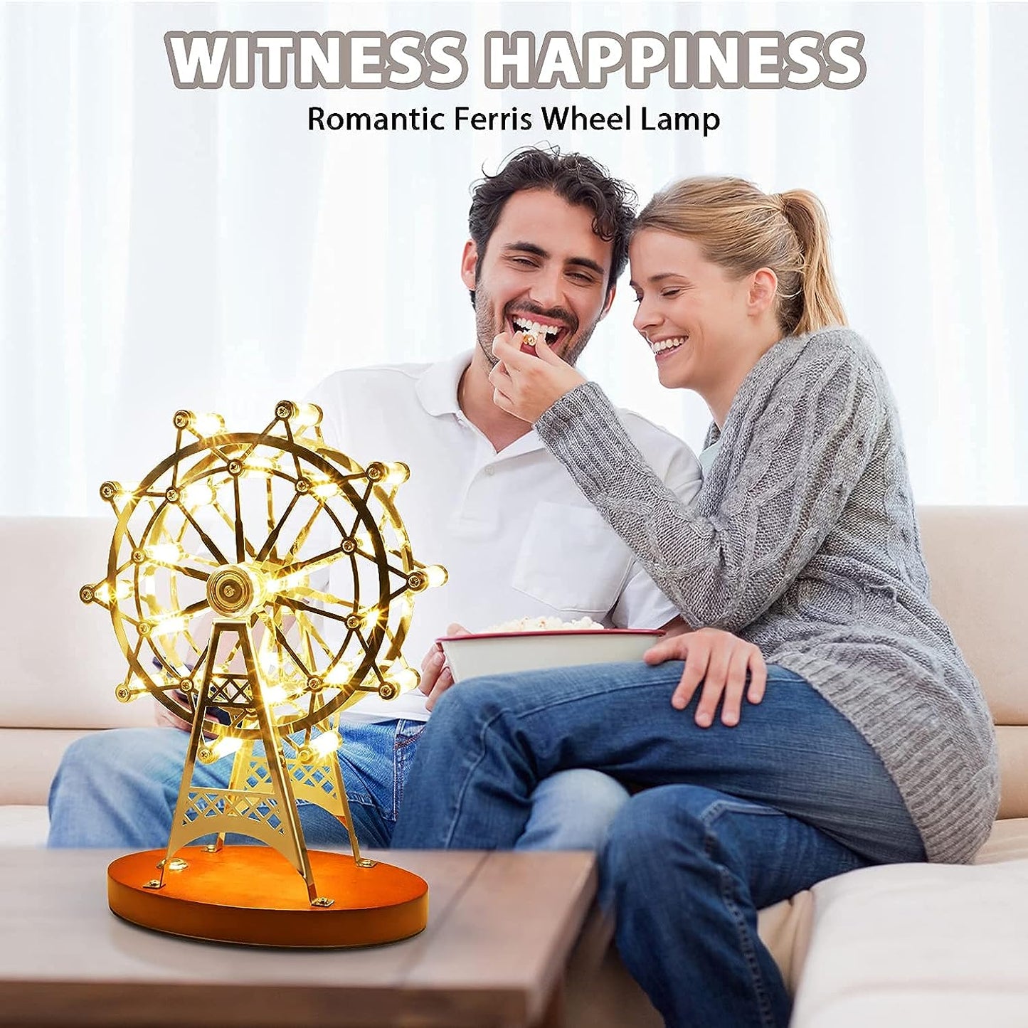 Unique Modern Small Desk Lamp, 8W Ferris Wheel Creative Bedside Lamps for Living Room, Rotatable Romantic Handmade Led Touch Control Table Lamp, Decorative Lamp, Nightstand Lamp, Christmas Lamp