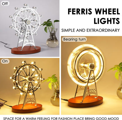 Unique Modern Small Desk Lamp, 8W Ferris Wheel Creative Bedside Lamps for Living Room, Rotatable Romantic Handmade Led Touch Control Table Lamp, Decorative Lamp, Nightstand Lamp, Christmas Lamp